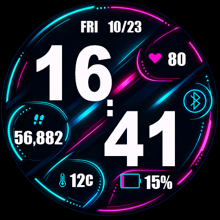 Midnight Neon — Diagonal Offset Garmin watch face